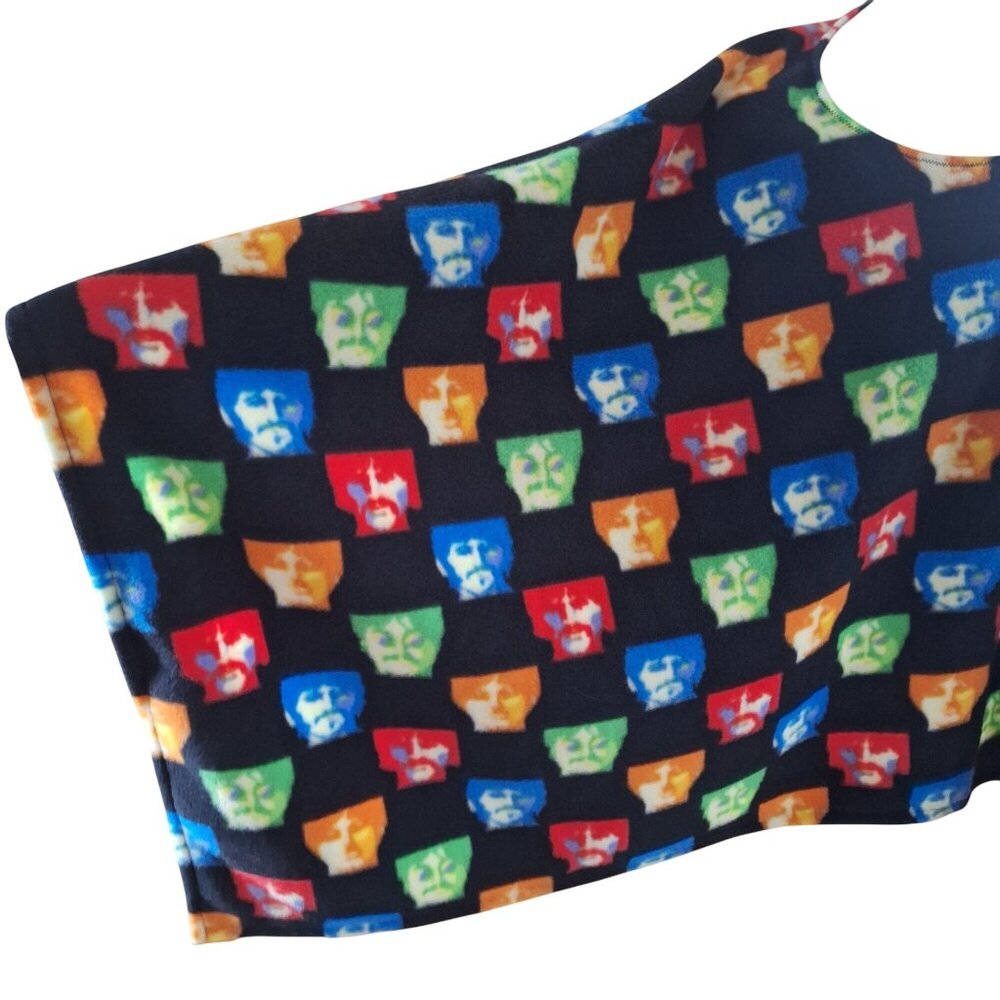 Handmade Beatles Fleece Poncho Retro Pop Art Colorful Medium One Size - Picture 2 of 9